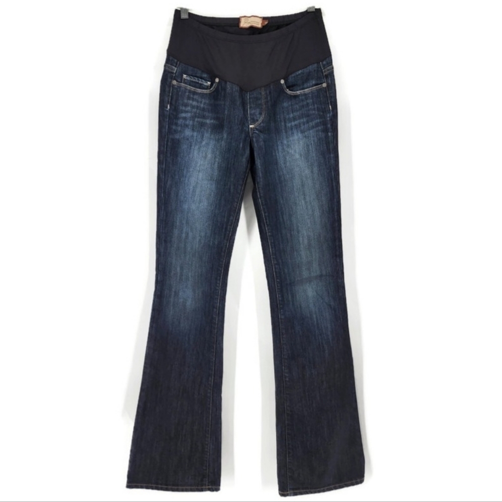 Paige Laurel Canyon Maternity McKinley Dark Wash Low-Rise Boot Cut Denim Jeans
